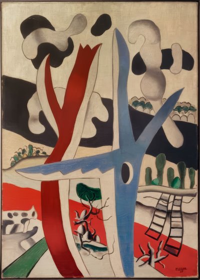 Krajobraz z niebieskim drzewem autorstwa Fernand Leger