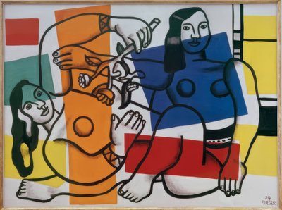 Dwie kobiety z kwiatami autorstwa Fernand Leger