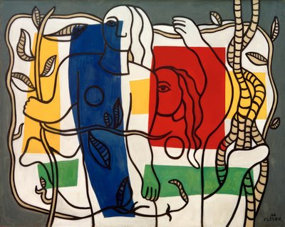 Dwie kobiety z kwiatami autorstwa Fernand Leger