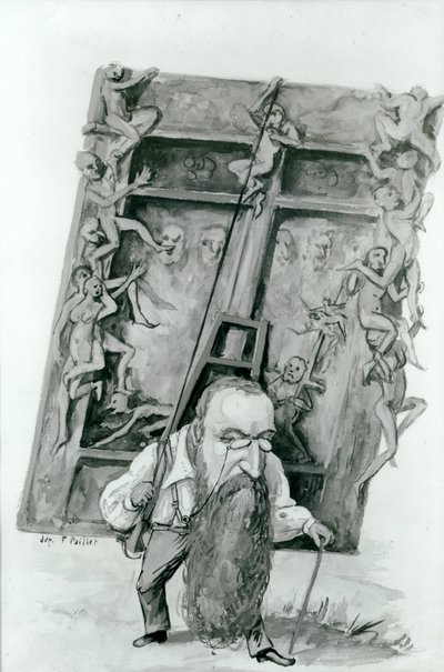 Portret Auguste Rodina niosącego bramy piekielne (wc na papierze) autorstwa Fernand Paillet