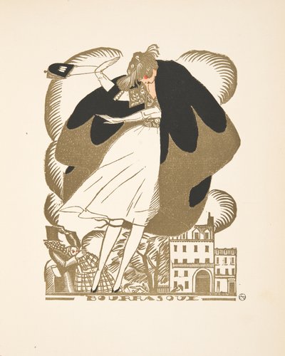 Bourrasque, z kolekcji Fashion Plates, 1920 (odbitka w pochoirze) autorstwa Fernand Siméon