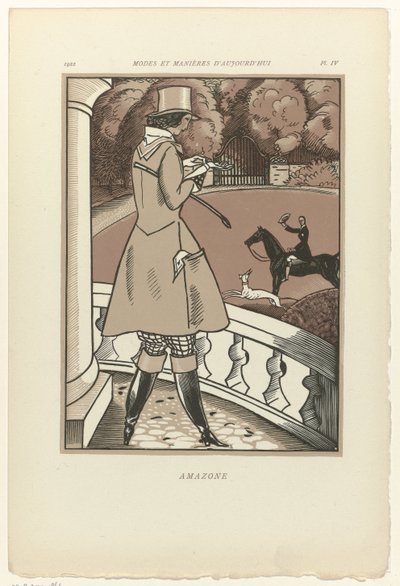 Dzisiejsze mody i obyczaje, 1922, pl. 4: Amazone autorstwa Fernand Siméon