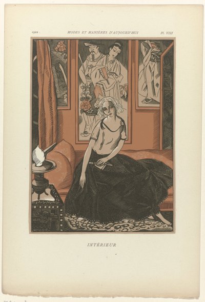 Dzisiejsze mody i obyczaje, 1922, pl. 8: Wnętrze autorstwa Fernand Siméon