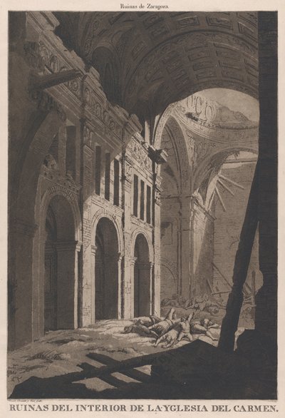 Widok ruin wnętrza kościoła Nuestra Senora del Carmen w Saragos..., 1808-14 autorstwa Fernando Brambila