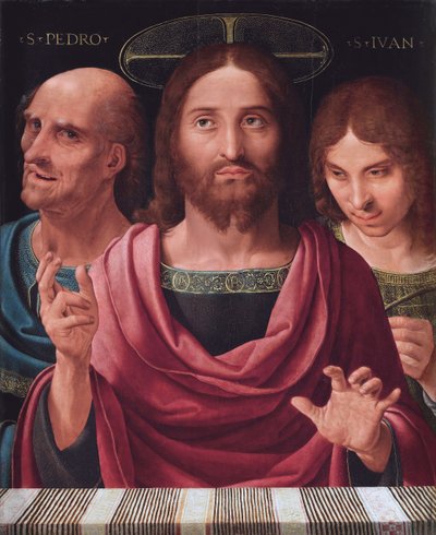 Salvator Mundi między świętymi Piotrem i Janem, ok. 1507 (olej na drewnie) autorstwa Fernando Yanez de Almedina