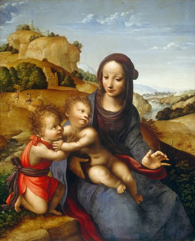 Madonna z Dzieciątkiem z Dzieciątkiem Święty Jan autorstwa Fernando Yáñez de la Almedina
