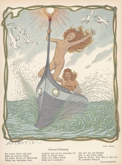 Atlantyda! 1907, opublikowany w „Jugend” (lito) autorstwa Fidus