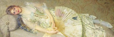 Młoda kobieta leżąca na sofie autorstwa Filadelfo Simi