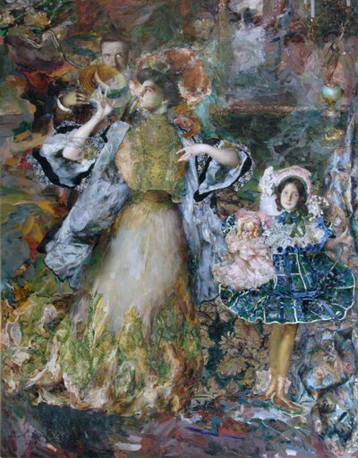 Autoportret z żoną i córką, 1910 autorstwa Filipp Andreyevich Malyavin