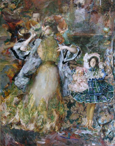 Autoportret z żoną i córką”, 1910. autorstwa Filipp Andreyevich Malyavin