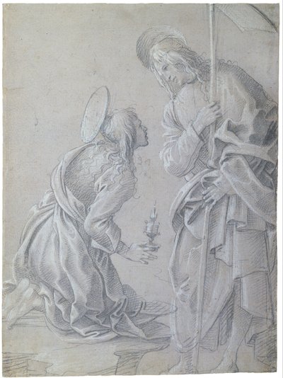 Klęcząca święta Maria Magdalena i stojący Chrystus autorstwa Filippino Lippi