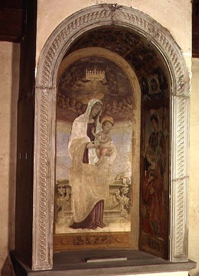Madonna z Dzieciątkiem ze świętymi, detal z tabernakulum Canto al Mercantale, 1498 autorstwa Filippino Lippi