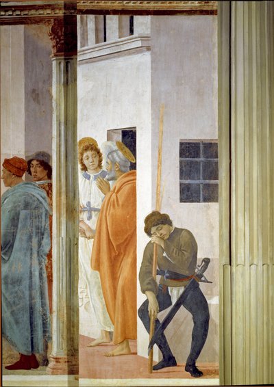 Święty Piotr uwolniony z więzienia przez anioła Fresk Filipińczyka Lippiego (1457-1504) 1481-1486 Wymiary 232x89 cm Florencja Kościół Santa Maria del Carmine, Kaplica Brancaccich autorstwa Filippino Lippi
