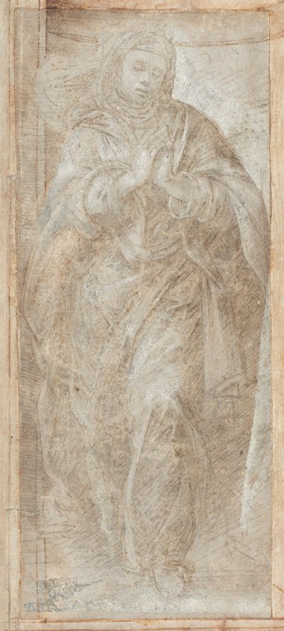 Stojąca kobieta z rękami złożonymi do modlitwy autorstwa Filippino Lippi