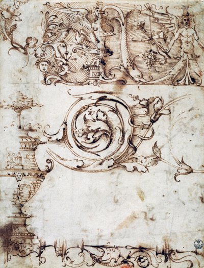 Studium ozdób i innych motywów dekoracyjnych autorstwa Filippino Lippi