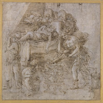 Śmierć Meleagera (pióro i atrament z gwaszem na papierze) autorstwa Filippino Lippi