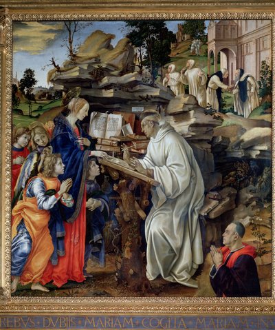 Objawienie Matki Bożej św. Bernardowi - olej na desce autorstwa Filippo Lippi