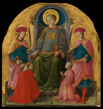 Św. Wawrzyniec na tronie ze świętymi i darczyńcami, lata czterdzieste XIV wieku. autorstwa Filippo Lippi