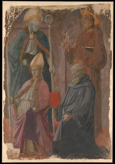 św. Augustyn i Franciszek, św. Biskup i św. Benedykt. autorstwa Filippo Lippi