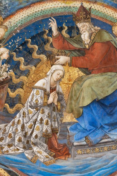 Dziewica Maryja i Bóg, fragment Koronacji Maryi autorstwa Filippo Lippi