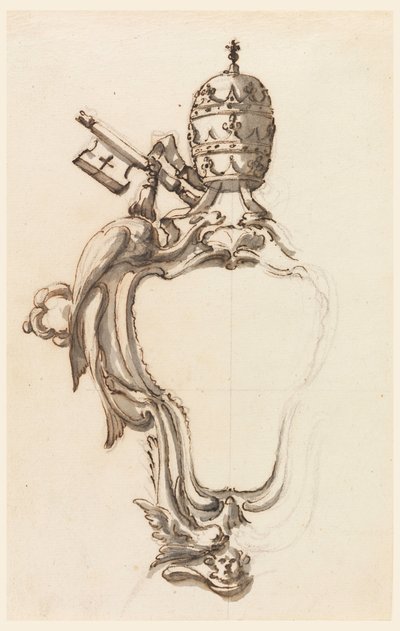 Rysunek, papieska tarcza herbowa, 1740-70 autorstwa Filippo Marchionni