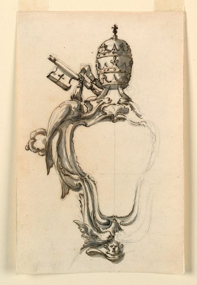 Rysunek, papieska tarcza herbowa, 1740-70 autorstwa Filippo Marchionni