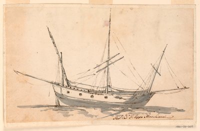 Rysunek przedstawiający żaglowiec, ok. 1780 r. autorstwa Filippo Marchionni