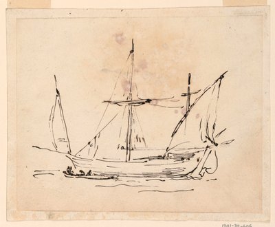 Rysunek przedstawiający statek żaglowy, 1770-1800 autorstwa Filippo Marchionni