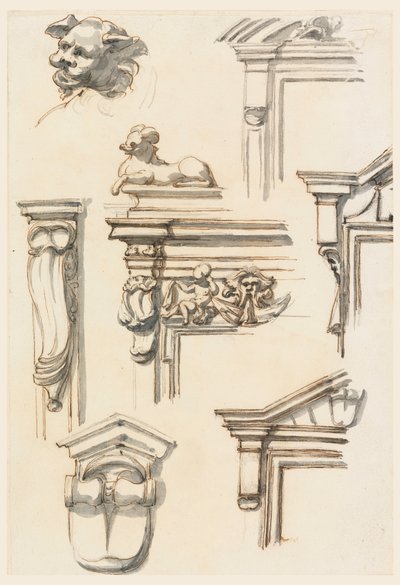 Rysunek, studia architektoniczne, 1750-75 autorstwa Filippo Marchionni