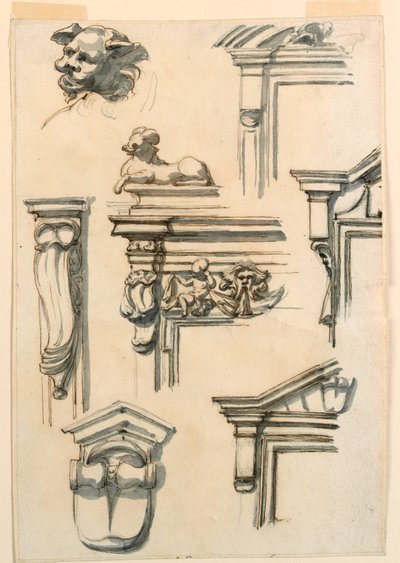 Rysunek, studia architektoniczne, 1750-75 autorstwa Filippo Marchionni