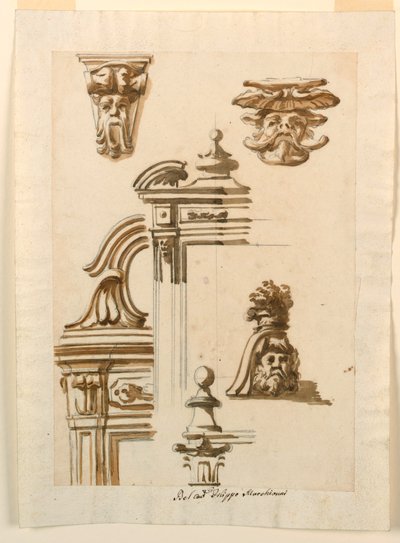 Rysunek, studia architektoniczne, 1750-90 autorstwa Filippo Marchionni