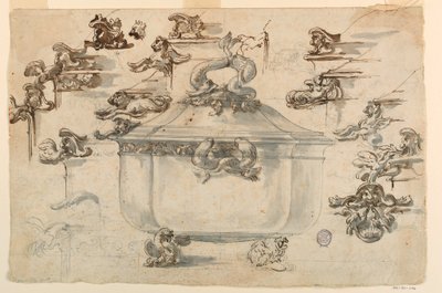 Rysunek, projekty srebrnej wazy, 1769 r. autorstwa Filippo Marchionni