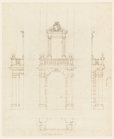 Rysunek, obudowa i rama drzwi, 1750-75 autorstwa Filippo Marchionni