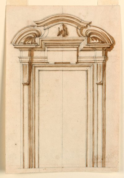 Rysunek, elewacja skrzyni drzwiowej, 1750-75 autorstwa Filippo Marchionni