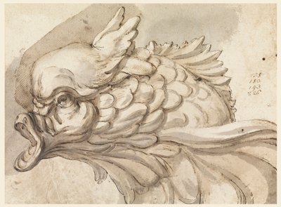 Rysunek, Głowa delfina, ca. 1775 autorstwa Filippo Marchionni