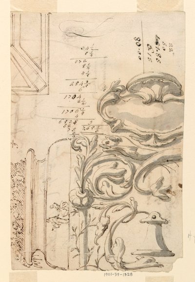 Rysunek, szkice, ok. 1750 r. autorstwa Filippo Marchionni