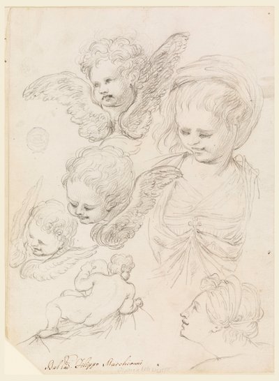 Rysunek, studia do przedstawienia religijnego, 1725-40 autorstwa Filippo Marchionni