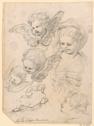Rysunek, studia do przedstawienia religijnego, 1725-40 autorstwa Filippo Marchionni