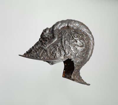 Burgonet, 1543 (stal, złoto, tkanina) autorstwa Filippo Negroli