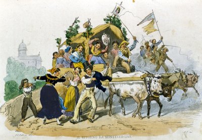 Neapolitańczycy radośnie wracają z wycieczki do Montevergine. Rysunek F. Palizzi z „Costumi del regno di Napoli” autorstwa De Bourcard autorstwa Filippo Palizzi