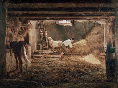 Widok wnętrza stajni "", Obraz autorstwa Filippo Palizzi (1818-1899) autorstwa Filippo Palizzi