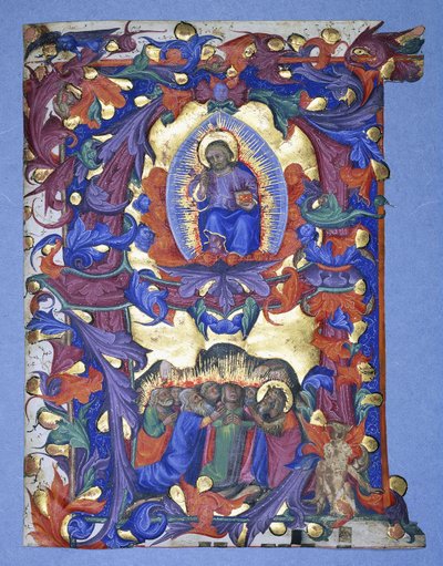 Duża historyczna litera „A” z przedstawieniem Wniebowstąpienia, ok. 1450 autorstwa Filippo di Matteo Torelli