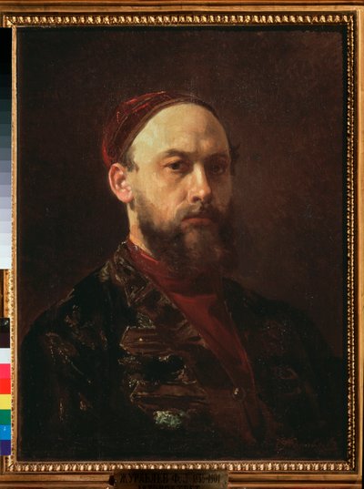 Autoportret (Autoportret) - obraz Firs Sergeevich Zhuravlev (1836-1901), olej na płótnie, sztuka rosyjska XIX wiek - Państwowa Galeria Trietiakowska, Moskwa autorstwa Firs Sergeevich Zhuravlev
