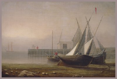 Łodzie rybackie podczas odpływu, ok. 1850 r. autorstwa Fitz Henry Lane