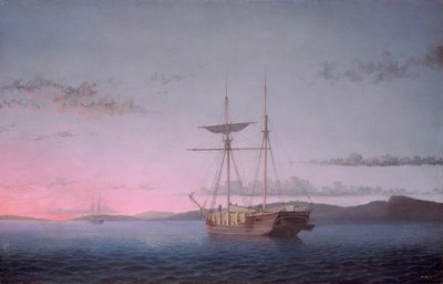 Szkunery z drewna w wieczór nad zatoką Penobscot autorstwa Fitz Henry Lane