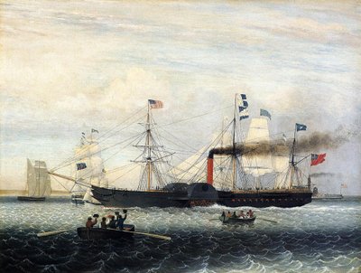 Wejście Britannia do portu w Bostonie, 1848 r. autorstwa Fitz Henry Lane