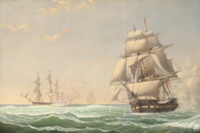 Prezydent fregaty Stanów Zjednoczonych w ataku na brytyjską eskadrę, 1815, 1850. autorstwa Fitz Hugh Lane
