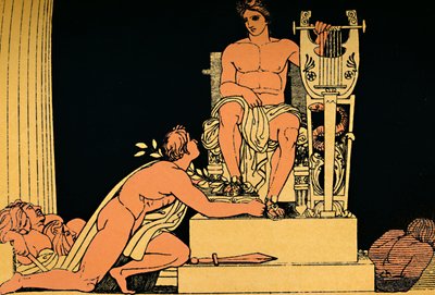 Orestes suplikant Apolla, 1880 autorstwa Flaxman