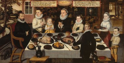Rodzina protestancka podczas kolacji autorstwa Flemish School