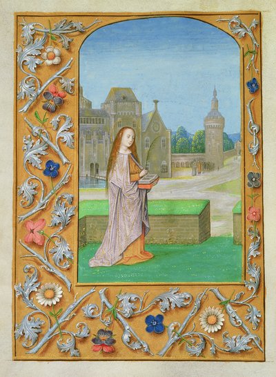 Dodaj 54782 f.70v St. Barbara, z Godzin Hastings, c.1475-83 (welum) autorstwa Flemish School